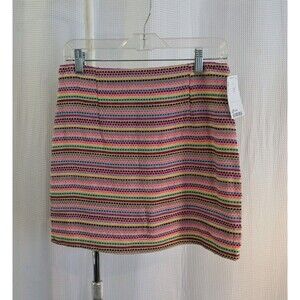 QED London Miniskirt Knit Colorful Stripe Rainbow Sz 4 Party Summer Skirt  (L12)